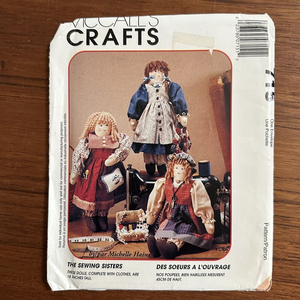 UNCUT McCalls 715 The Sewing Sisters Dolls 18 " with clothes Blouse Jumper